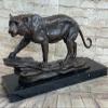 Hot Cast Art Deco African Tiger Bronze Sculpture Marble Base Wildlife Statue LRG by Think Bronze Finery Artwork view 1