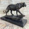 Hot Cast Art Deco African Tiger Bronze Sculpture Marble Base Wildlife Statue LRG by Think Bronze Finery Artwork view 2