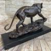 Hot Cast Art Deco African Tiger Bronze Sculpture Marble Base Wildlife Statue LRG by Think Bronze Finery Artwork view 3
