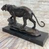 Hot Cast Art Deco African Tiger Bronze Sculpture Marble Base Wildlife Statue LRG by Think Bronze Finery Artwork view 4