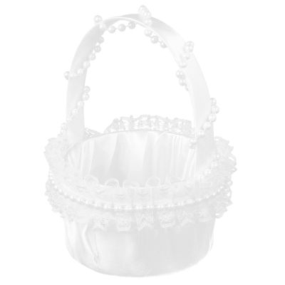 DECHOUS Beautiful Lace Wedding Basket Handheld Flower Basket for Decor Ideal for Wedding Party Decorations