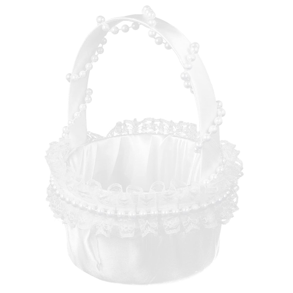 DECHOUS Beautiful Lace Wedding Basket Handheld Flower Basket for Decor Ideal for Wedding Party Decorations