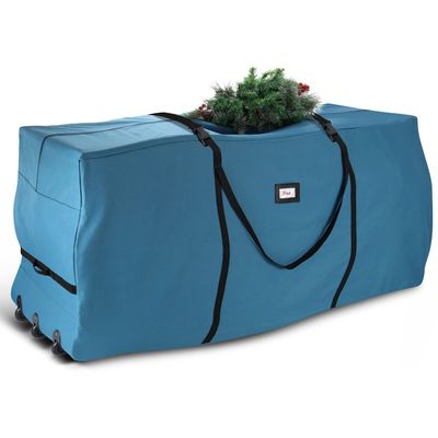 Hearth & Harbor 9 ft Rolling Christmas Tree Storage Bag - Artificial Christmas Tree Bag with Reinforced Handles, Dual Zipper, Wide Opening and Wheels - Storage Container for Trees and Decorations