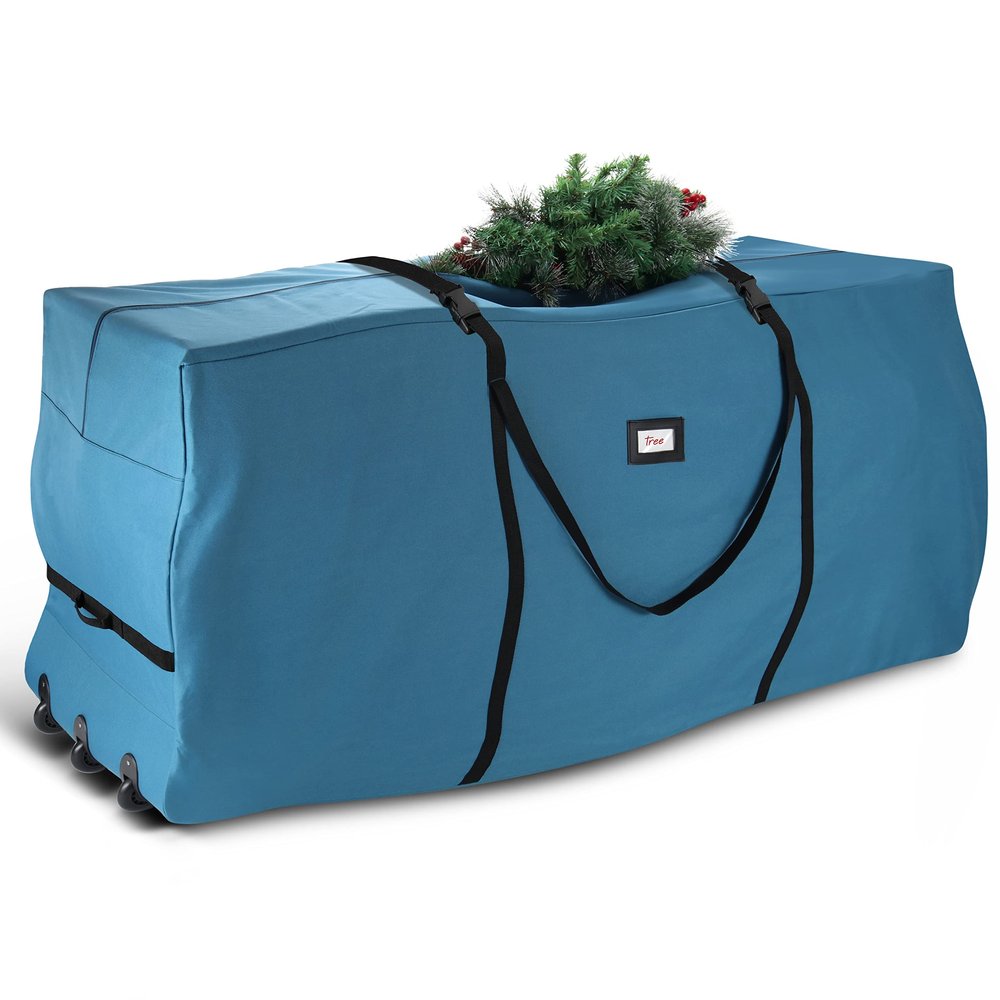 Hearth & Harbor 9 ft Rolling Christmas Tree Storage Bag - Artificial Christmas Tree Bag with Reinforced Handles, Dual Zipper, Wide Opening and Wheels - Storage Container for Trees and Decorations