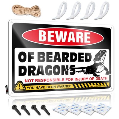 gaeruite Small Sign Beware of Bearded Dragons Sign Signs for Garage Funy Tin Sign (Size : 30X40CM)