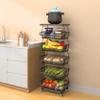 6 Tier Fruit Basket for Kitchen, Fruit and Vegetable Storage Cart Stackable Wire Baskets with Wheels Vegetable Produce Basket Potato Onion Storage Bins Rack for Kitchen Pantry view 2