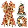 Estivaux Fall Bows for Wreaths - Thanksgiving Day Decorations in Natural Burlap, Orange Buffalo Plaid, Autumn Flowers view 1