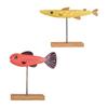 Beavorty Rustic Table Decor 2pcs Nautical Fish Ornament Wood Fish Figurine Rustic Fish Model Desktop Ocean Life Animal Figure for Coastal Theme Party Decoration Red Yellow Fish Decor view 1