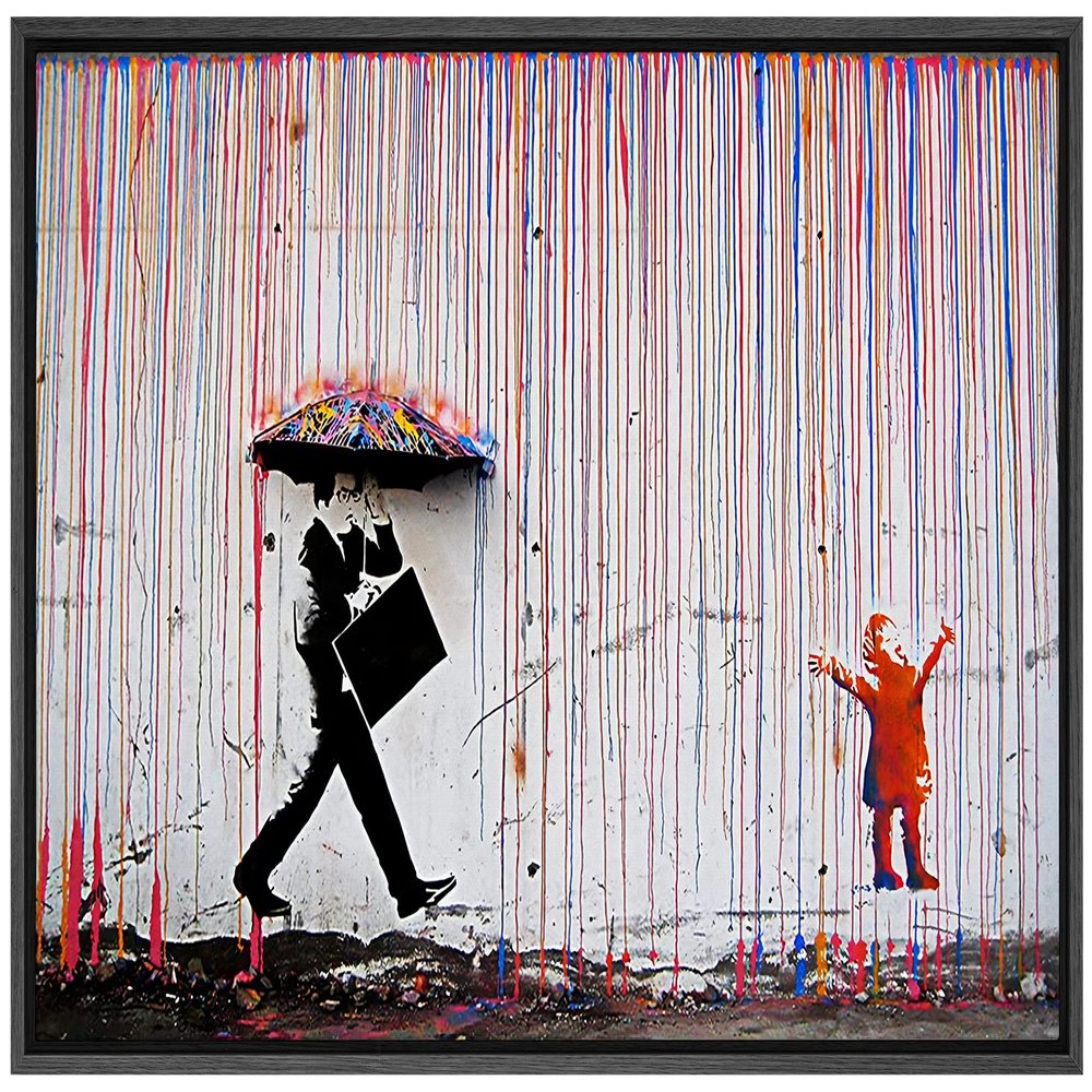 SIGNWIN Framed Canvas Wall Art Banksy Framed Canvas Prints Home Artwork Decoration for Living Room,Bedroom - 24"x36" Black