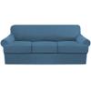 4 Piece T Cushion Sofa Slipcovers Thick Couch Cover Furniture Protector Stretch T Cushion Sofa Covers for 3 Cushion Couch with 3 Individual T Cushion Covers Washable (Blue, Sofa) (LJX) view 1