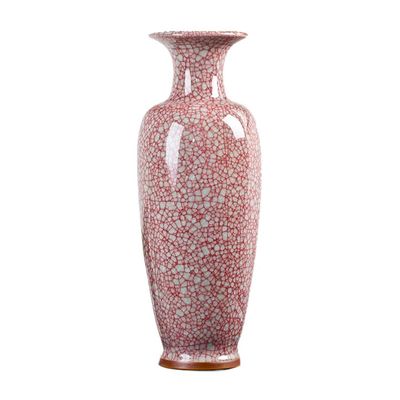 HH-CC Sculpture Vase Ceramic Vase Classical Large Floor Standing for Dry Flowers Decoration Art Home Household Wedding Living Room Bedroom Office Desktop Red 20 x 52 cm Crafts
