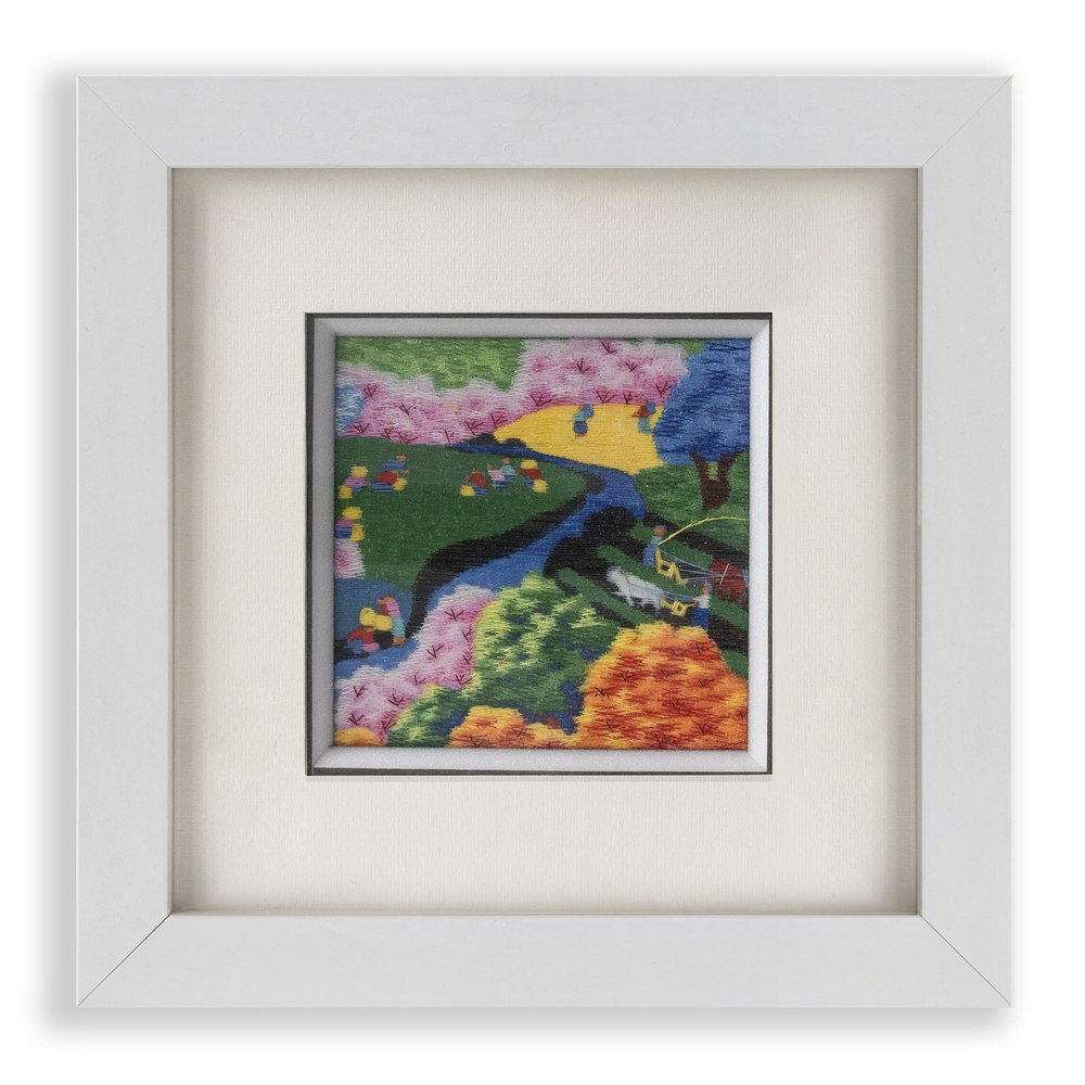 Ebherys Hunan Hand Embroidery Artwork, Asian Wall Art, Chinese Wall Painting, Handmade Silk Embroidery Prints with Wood Framed, Wall Hanging only, Rustic Art Gifts(Blossom)