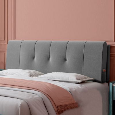 Double Headboard Cushion Fleece Bed Backrest King Size Lumbar Support Pad Wall Pillow Removable Cover for Bedroom Dorm Hotel Daybed Bed Decoration,E,No headboard 63"/160cm