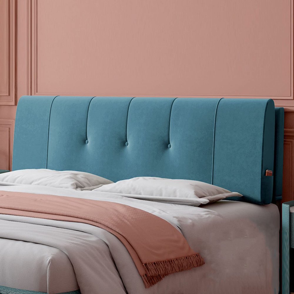 Double Headboard Cushion Fleece Bed Backrest King Size Lumbar Support Pad Wall Pillow Removable Cover for Bedroom Dorm Hotel Daybed Bed Decoration,B,No headboard 63"/160cm
