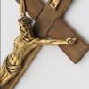 12 Inch Wall Crucifix Jesus Christ On Carbonized Wood Cross, Gold Finish Jesus On Cross Home Chapel Decor view 3