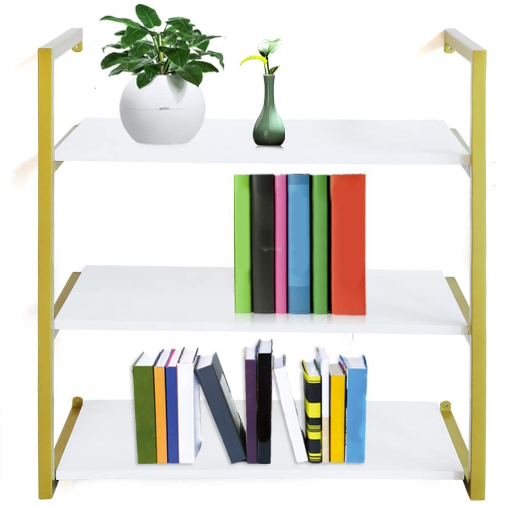 3 Tier Wall Mounted Floating Shelves, Hanging Shelf for Wall Wooden Storage Shelves Plant Picture Display Shelf Hanging Bookshelf for Bedroom, Living Room, Bathroom, Kitchen, Office Decor(24inch)