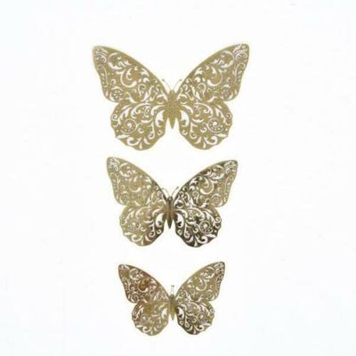 12 Pcs Gold 3D Butterfly Wall Decals Removable Diy Stickers Party Events Decorations