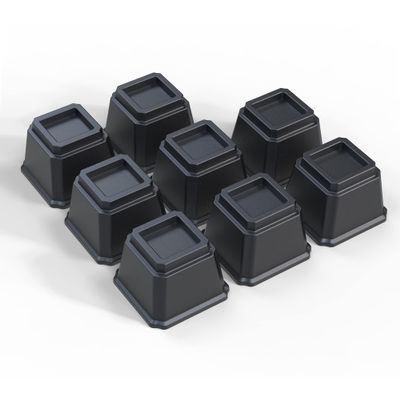 Ahasolid Bed Risers 4 Inch Heavy Duty, Furniture Risers for Bed Frame, Couch, Desk, Chair, Lifts Up to 1,500 lb, Set of 8, Black