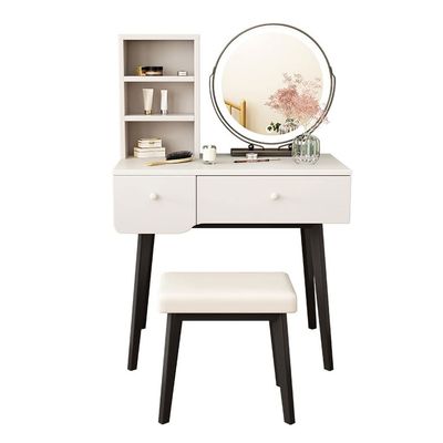 BNNP Vanity Benches Vanity Table Set Bedroom Small Apartment with Drawer Dresser Cosmetic Storage Table with Mirror, Dressing Stool (Color : A)