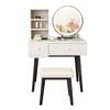 BNNP Vanity Benches Vanity Table Set Bedroom Small Apartment with Drawer Dresser Cosmetic Storage Table with Mirror, Dressing Stool (Color : A) view 1
