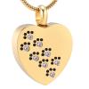 SHEIL Inlay Crytsal Dog Paw in My Heart Stainless Steel Cremation Necklace Ashes Holder Keepsake Memorial Urn Jewelry for Pet,2 view 1