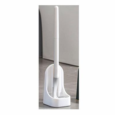 YYDS Toilet Brush Toilet Brush and Hodler Set with Base Silicon Brushes Wall Mounted Long Handle Quick Dry(Size:90mm,Material:PP+TPR) for Cleaning (Color : White)