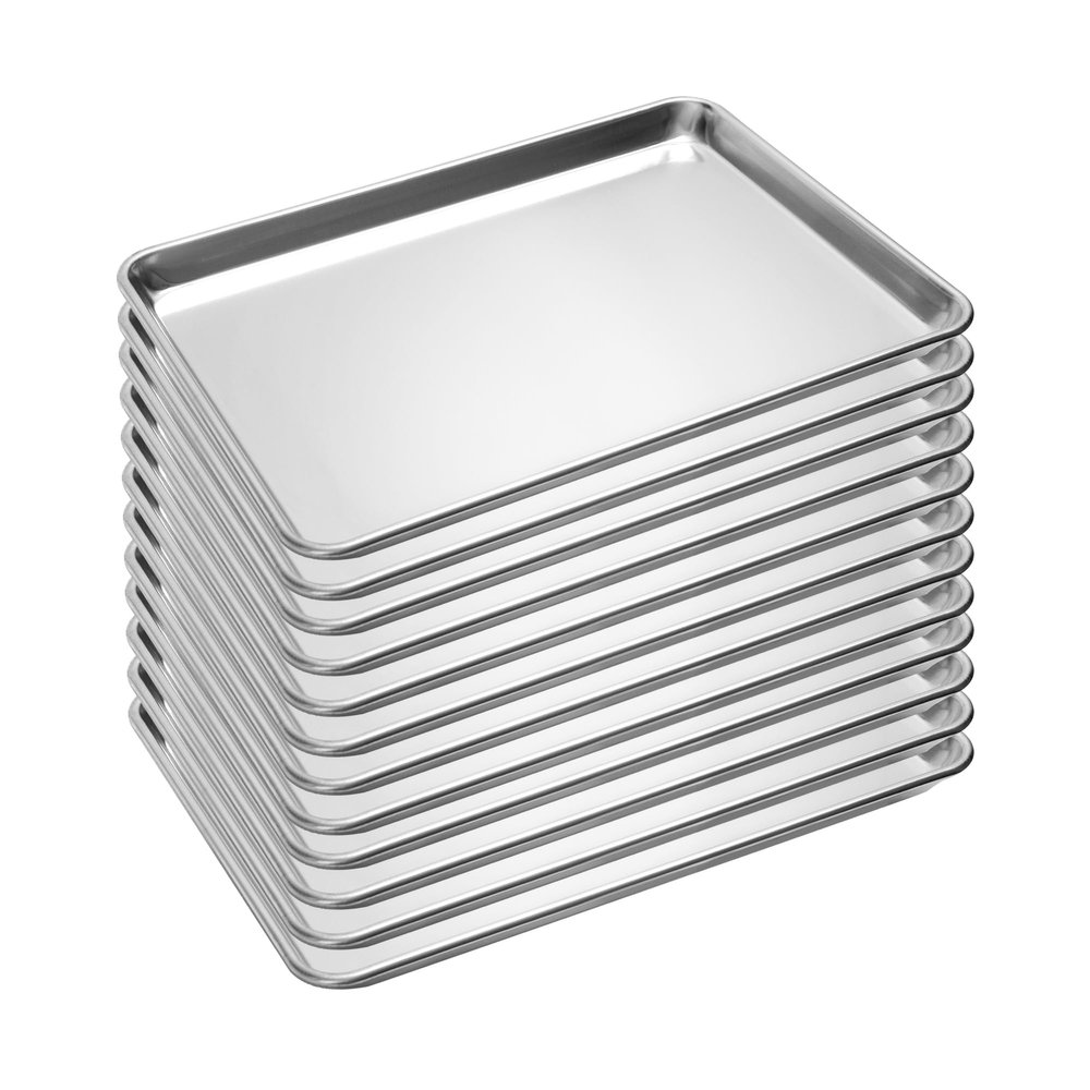 BIEAMA 12 Pack Half Size Baking Sheet Pan Aluminum Commercial Pan for Oven Freezer Bakery Hotel Restaurant 18" 13"