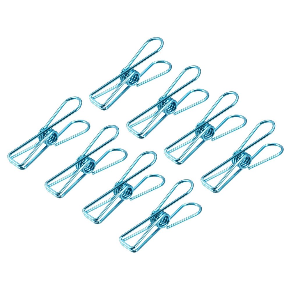 uxcell Tablecloth Clips - 32mm Carbon Steel Wire Clamps for Fixing Table Cloth Hanging Clothes, Blue 8 Pcs