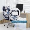 WOMACO Office Chair Covers, Stretch Computer Chair Cover with Armrest Covers, Universal Boss Chair Covers Modern Simplism Style High Back Chair Slipcover (Leaves and Flowers, Large) view 2