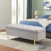 Rongbuk Velvet Storage Bench Ottoman with Soft Close Lid, End of Bed Bench Upholstered Fabric Storage Ottoman Bench for Bedroom Entryway Living Room, Grey view 1