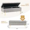 Rongbuk Velvet Storage Bench Ottoman with Soft Close Lid, End of Bed Bench Upholstered Fabric Storage Ottoman Bench for Bedroom Entryway Living Room, Grey view 2