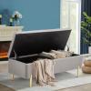Rongbuk Velvet Storage Bench Ottoman with Soft Close Lid, End of Bed Bench Upholstered Fabric Storage Ottoman Bench for Bedroom Entryway Living Room, Grey view 3