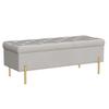 Rongbuk Velvet Storage Bench Ottoman with Soft Close Lid, End of Bed Bench Upholstered Fabric Storage Ottoman Bench for Bedroom Entryway Living Room, Grey view 4
