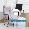 WOMACO Office Chair Covers, Stretch Computer Chair Cover with Armrest Covers, Universal Boss Chair Covers Modern Simplism Style High Back Chair Slipcover (Pink Flower, Large) view 2