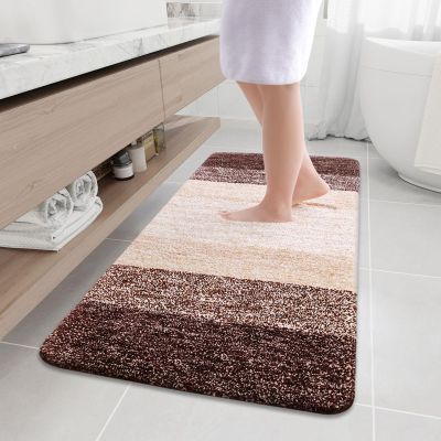 Arotive Microfiber Bathroom Rugs, Shaggy Soft and Absorbent Bath Rug, Non-Slip, Thick Plush Machine Washable Dry Bath Mats for Bathroom, Tub and Shower, 47x24, Brown, Rectangular