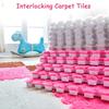 12 Pieces Thickened Plush Foam Interlocking Floor Mat,Fluffy Square Foam Tiles with 12 Edgings,Soft Anti-Slip Puzzle Area Rug Playmat for Bedroom,12X12inch,12 Tiles/11.6 Sq.Ft,Red+Coffee+White view 2
