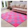 12 Pieces Thickened Plush Foam Interlocking Floor Mat,Fluffy Square Foam Tiles with 12 Edgings,Soft Anti-Slip Puzzle Area Rug Playmat for Bedroom,12X12inch,12 Tiles/11.6 Sq.Ft,Rose+Grey Purple view 1