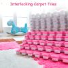 12 Pieces Thickened Plush Foam Interlocking Floor Mat,Fluffy Square Foam Tiles with 12 Edgings,Soft Anti-Slip Puzzle Area Rug Playmat for Bedroom,12X12inch,12 Tiles/11.6 Sq.Ft,Rose+Grey Purple view 2