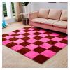 12 Pieces Thickened Plush Foam Interlocking Floor Mat,Fluffy Square Foam Tiles with 12 Edgings,Soft Anti-Slip Puzzle Area Rug Playmat for Bedroom,12X12inch,12 Tiles/11.6 Sq.Ft,Rose+Coffee view 1
