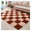 12 Pieces Thickened Plush Foam Interlocking Floor Mat,Fluffy Square Foam Tiles with 12 Edgings,Soft Anti-Slip Puzzle Area Rug Playmat for Bedroom,12X12inch,12 Tiles/11.6 Sq.Ft,Camel+Coffee view 1