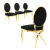 ACEDCOR Dining Chairs Set of 4, High-end Black Velvet Dining Chairs with Gem Round Back and Polished Gold Chrome Legs, for Restaurant, Modern Glam Upholstered Kitchen and Dining Room view 1