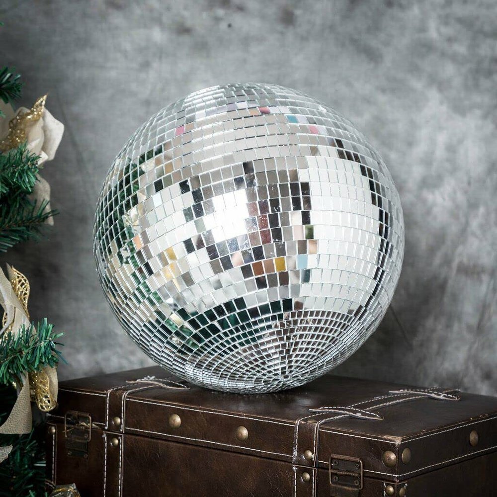 2 Pcs 12" Large Silver Glass Hanging Disco Mirror Balls Wedding Decorations