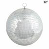 2 Pcs 12" Large Silver Glass Hanging Disco Mirror Balls Wedding Decorations view 3