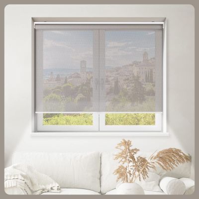 Sulugood Cordless Light Filtering Roller Shades, 5% Openness Solar Screen Blinds for Windows, Household Commercial, Anti UV Glare Translucent View Spring Blinds.Gray,61" W x 48" H
