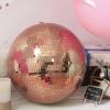 2 Pcs Rose Gold 10" wide Glass Mirror Balls Ornaments Party Wedding Home Decorations view 3