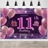 11th Birthday Decorations for Girls Happy Birthday Banner Pink Decorations for Party Backdrop for Women view 1