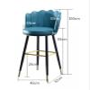 KrefihR Modern Velvet Bar Stool with Low Backs Set of 2 Barstools, Counter Height Kitchen Island Bar Chairs, Black Chrome Footed Round Upholstered Seat for Cafe, Lounge, Pub (Blue, Pink) view 3