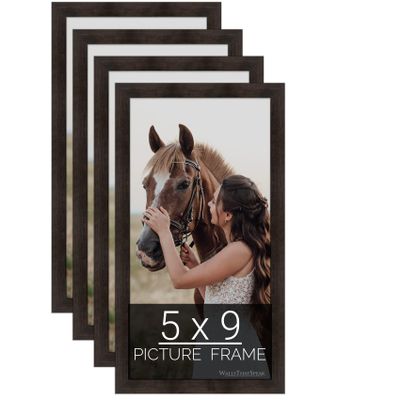 wallsthatspeak 5x9 Espresso Brown Picture Frame for Puzzles Posters Photos or Artwork, Set of 4