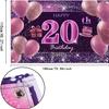 20th Birthday Decorations for Girls Happy Birthday Banner Pink Decorations for A Party Birthday Backdrop for Women view 2