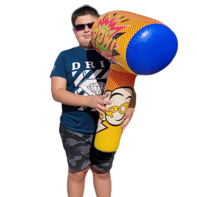 AMERICAN WIT Huge Super Hero Inflatable Bopper (30" x 17") Suprehero Inflate Hammer, Mullet for Play Fights and Action (2 Pack)